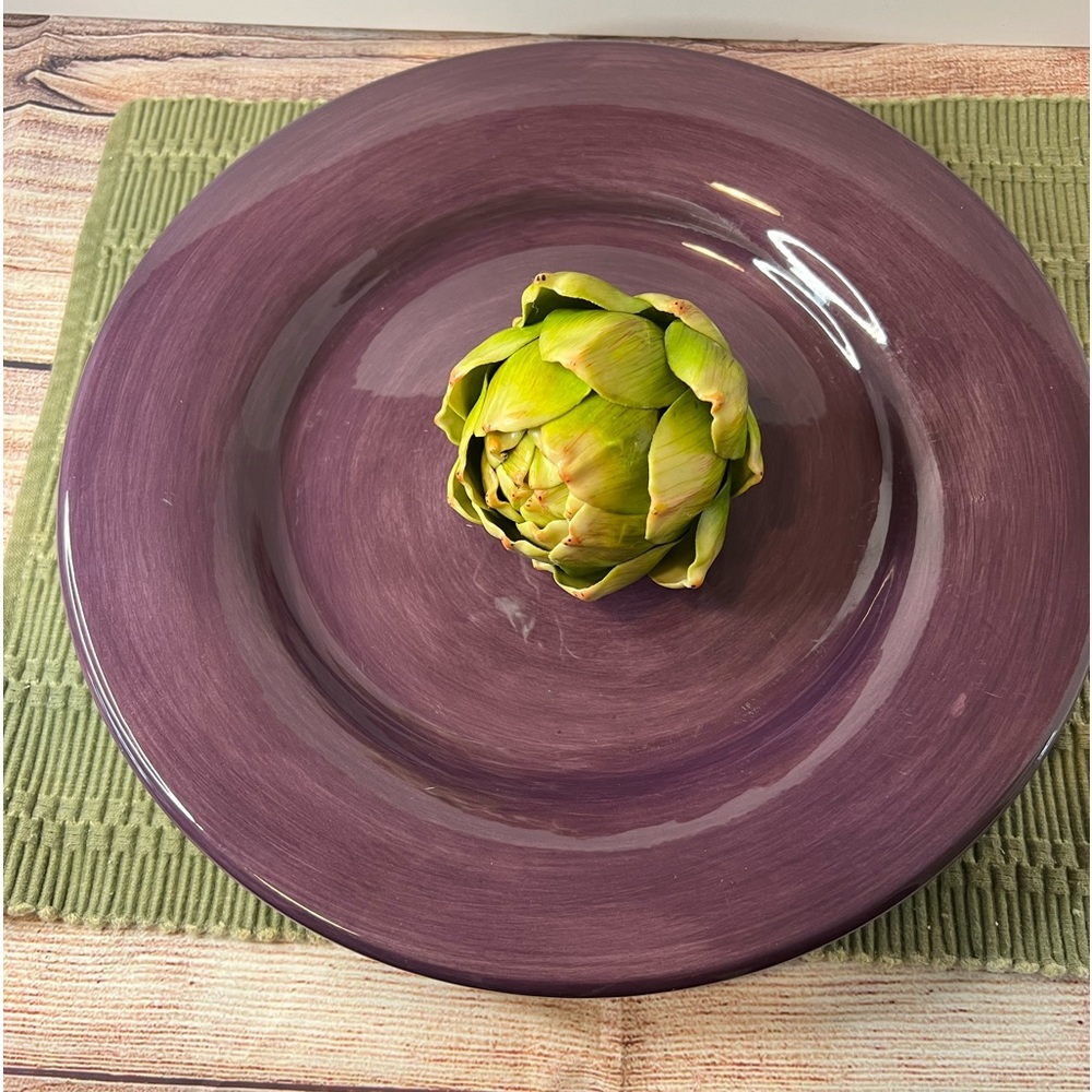 ESPANA Hand Painted Deep Round Platter Plum Tabletops Unlimited LARGE